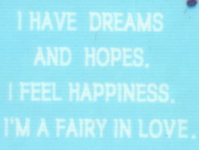 I HAVE DREAMS AND HOPES. I FEEL HAPPINESS. I'M A FAIRY IN LOVE